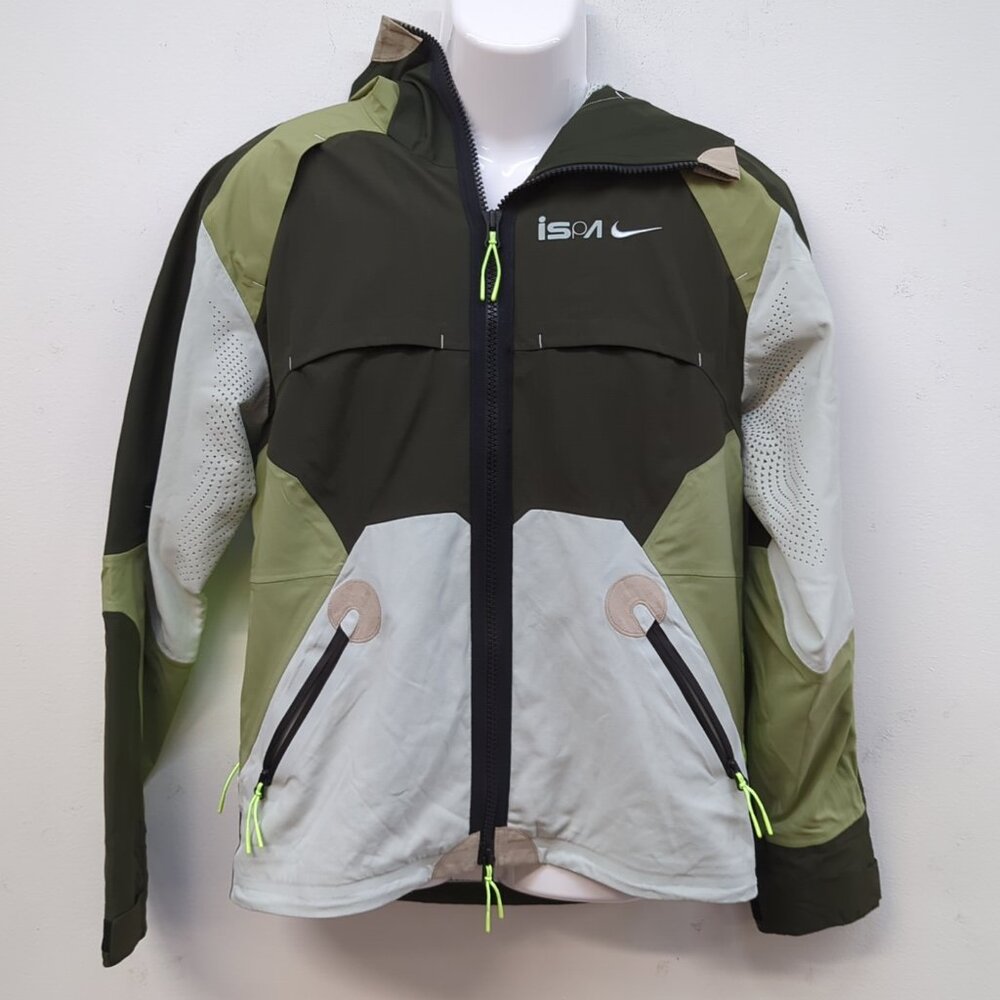 Nike ISPA Waterproof Utility Jacket Unisex XS Sequoia Alligator Silver FB2369